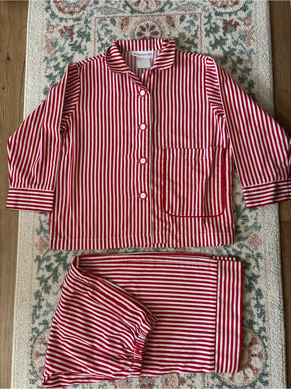 American Girl Red & White Striped Pajama Set